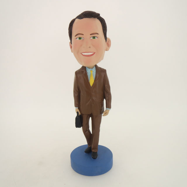 Picture of Custom Bobblehead Doll: Man In Brown Suit With Suitcase