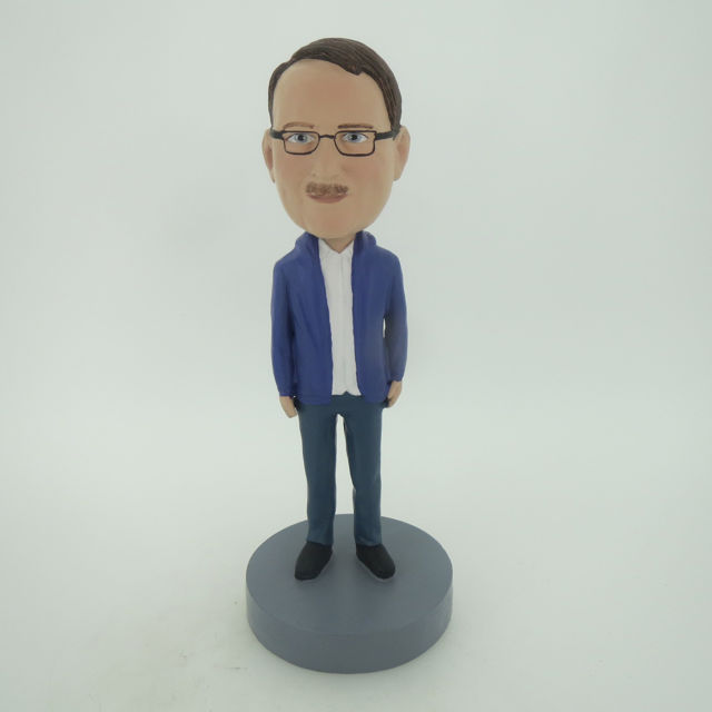 Picture of Custom Bobblehead Doll: Man In Casual Jacket And Jean
