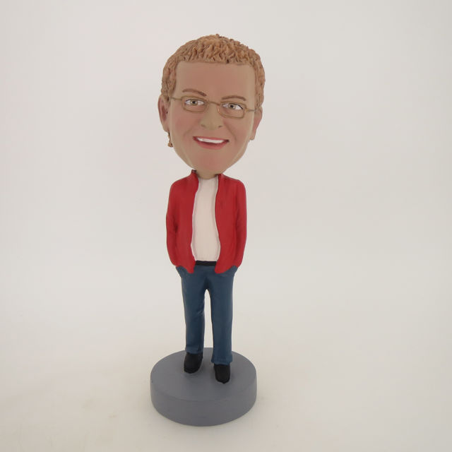 Picture of Custom Bobblehead Doll: Man In Casual Style Red Jacket