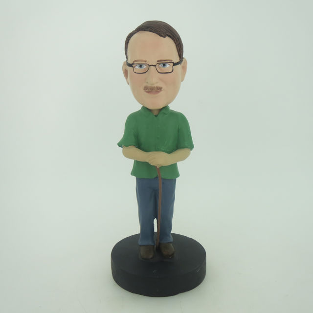 Picture of Custom Bobblehead Doll: Man In Green With A Walking Sticker