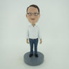 Picture of Custom Bobblehead Doll: Older Man In White And Blue