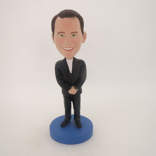 Picture of Custom Bobblehead Doll: Smiling Man In Black Suit