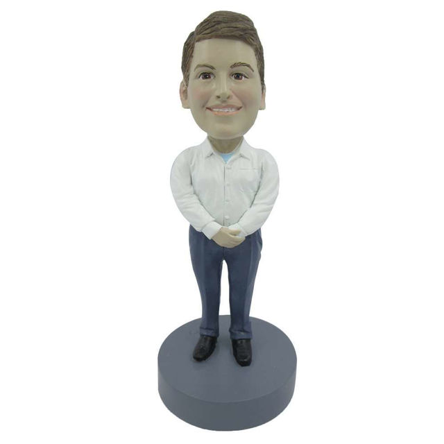 Picture of Custom Bobblehead Doll: Male Two Hands  Front