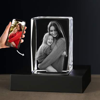 Picture of Custom Photo 3D Laser Crystal: Portrait | Personalized 3D Photo Laser Crystal | Unique Gift for Birthday Wedding Christmas etc.