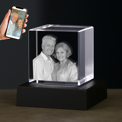 Picture of Custom Photo 3D Laser Crystal: Cube | Personalized 3D Photo Laser Crystal | Unique Gift for Birthday Wedding Christmas etc.
