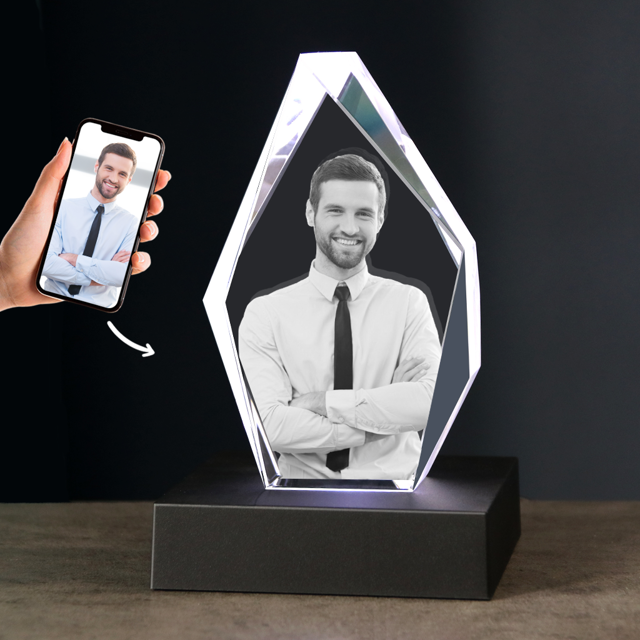 Picture of Custom Photo 3D Laser Crystal: Iceberg | Personalized 3D Photo Laser Crystal | Unique Gift for Birthday Wedding Christmas etc.