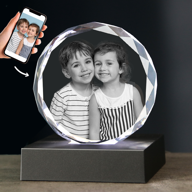 Picture of Custom Photo 3D Laser Crystal: Sphere With Light Base | Personalized 3D Photo Laser Crystal | Unique Gift for Birthday Wedding Christmas etc.
