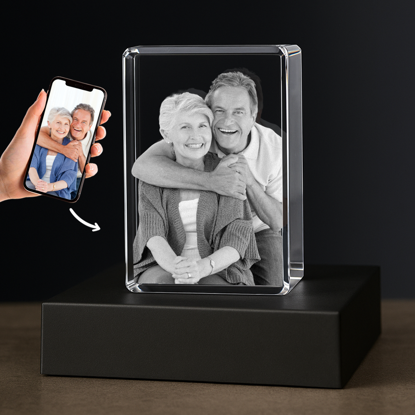 Picture of Custom Photo 3D Laser Crystal: Rounded Corner Portrait | Personalized 3D Photo Laser Crystal | Unique Gift for Birthday Wedding Christmas etc.