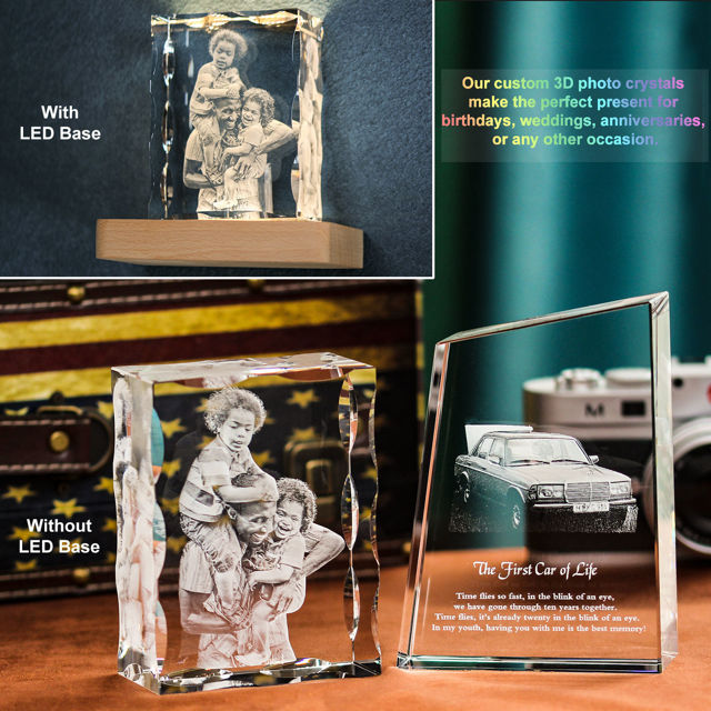 Picture of Custom Photo 3D Laser Crystal: Patterned Landscape | Personalized 3D Photo Laser Crystal | Unique Gift for Birthday Wedding Christmas etc.