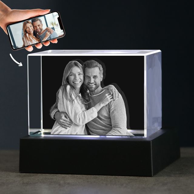 Picture of Custom Photo 3D Laser Crystal: Landscape Straight Line | Personalized 3D Photo Laser Crystal | Unique Gift for Birthday Wedding Christmas etc.