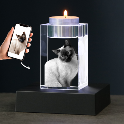 Picture of Custom Photo 3D Laser Crystal: Candlestick | Personalized 3D Photo Laser Crystal | Unique Gift for Birthday Wedding Christmas etc.