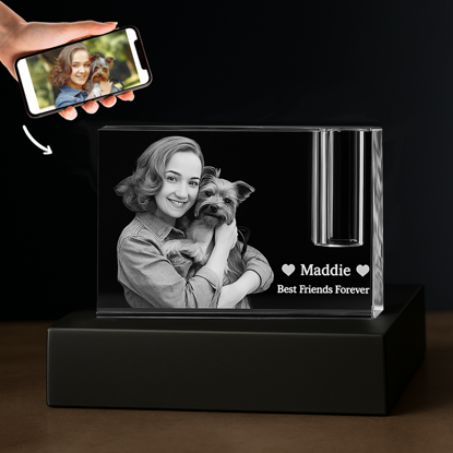 Picture of Custom Photo 3D Laser Crystal: Rectangle | Memorial