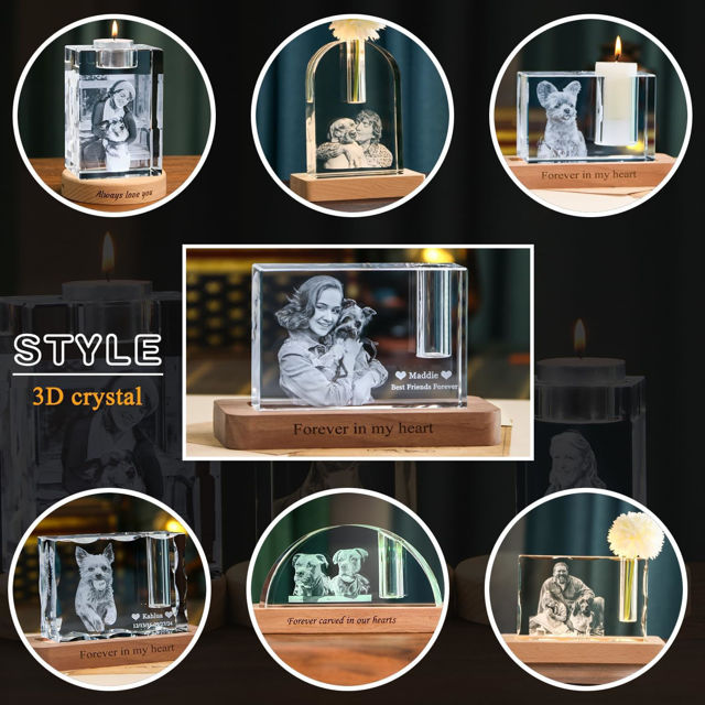 Picture of Custom Photo 3D Laser Crystal: Rectangle | Memorial