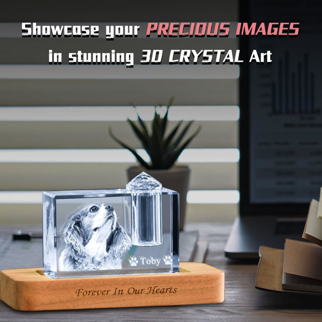 Picture of Custom Photo 3D Laser Crystal: Rectangle | Memorial