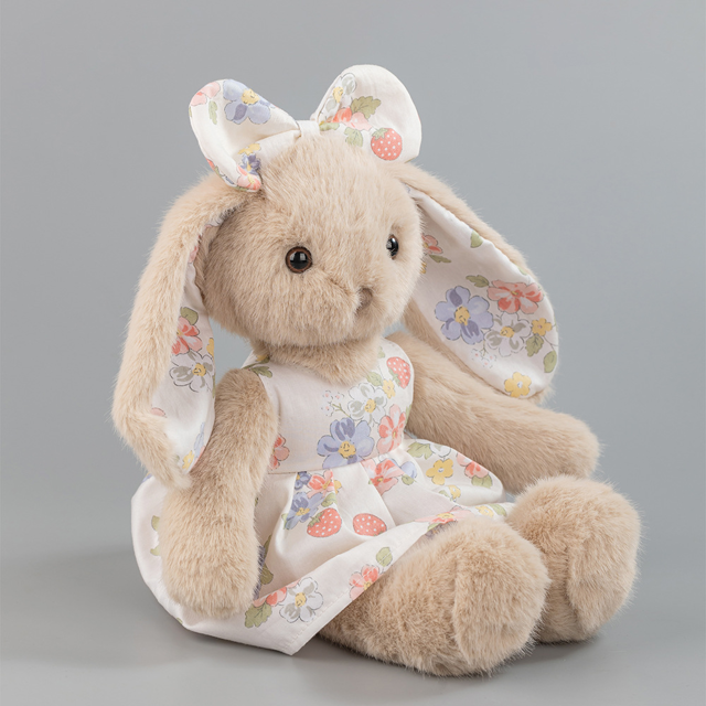 Picture of Personalized Bunny Plush Toy with Embroidered Ears -Personalized Name Stuffed Animal in Floral Dress - Gift for Kids & Baby - copy