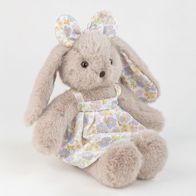Picture of Personalized Bunny Plush Toy with Embroidered Ears -Personalized Name Stuffed Animal in Floral Dress - Gift for Kids & Baby - copy