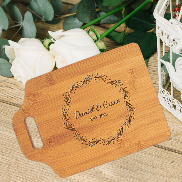 Picture of Personalized Couple Names and Date Cutting Board - Personalized Cutting Board for Girlfriends and Boyfriends - Best Anniversary Gift