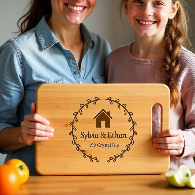 Picture of Personalized Names Cutting Board with Home Address - Personalized Cutting Board for Family