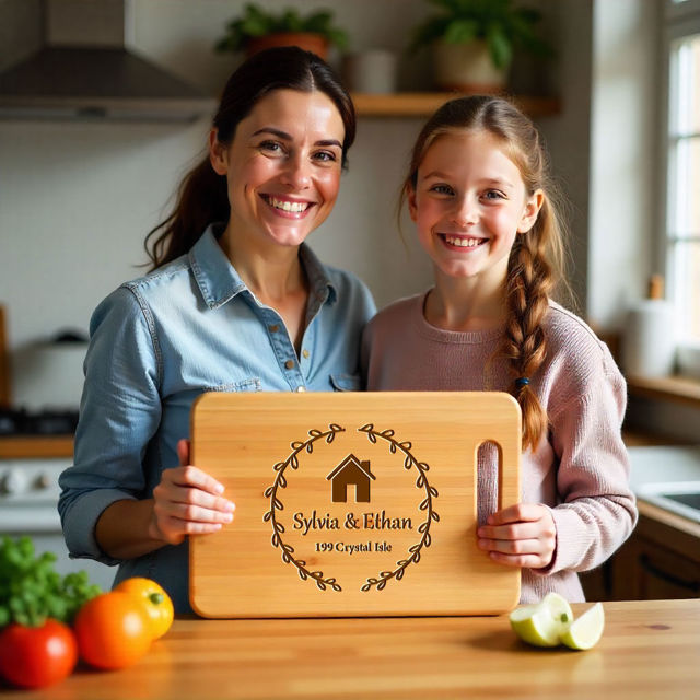 Picture of Personalized Names Cutting Board with Home Address - Personalized Cutting Board for Family