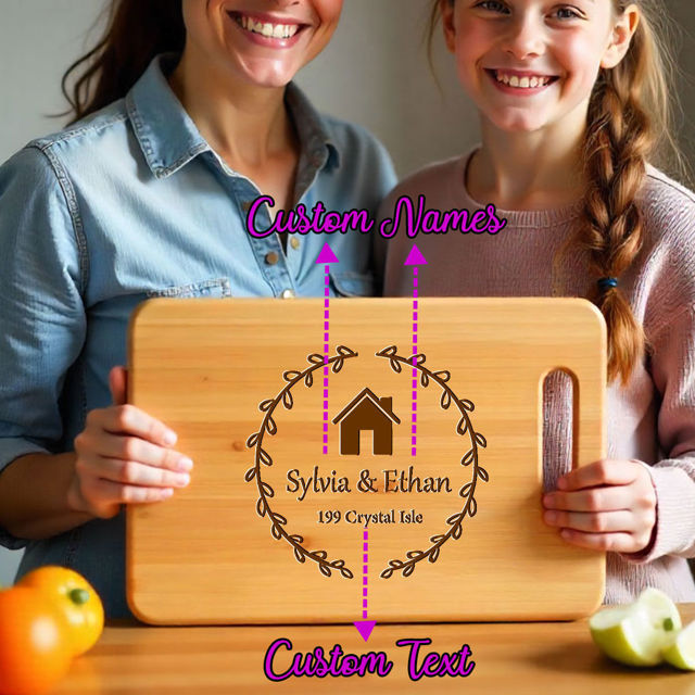 Picture of Personalized Names Cutting Board with Home Address - Personalized Cutting Board for Family