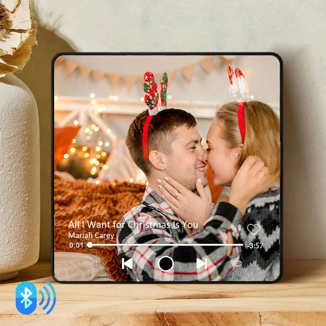 Picture of Custom Christmas Music Photo Fridge Magnet - Spotify Plaque Magnet - Bluetooth Supported - Couple's First Christmas