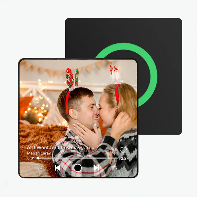 Picture of Custom Christmas Music Photo Fridge Magnet - Spotify Plaque Magnet - Bluetooth Supported - Couple's First Christmas