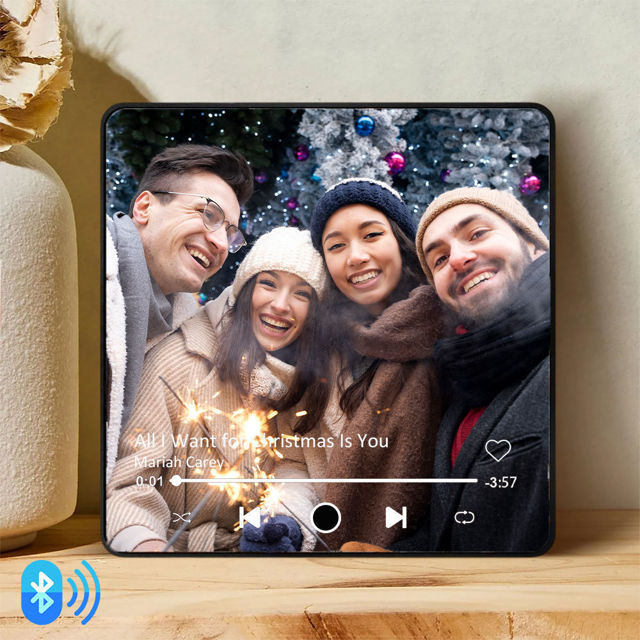 Picture of Custom Christmas Music Photo Fridge Magnet - Spotify Plaque Magnet - Bluetooth Supported - Couple's First Christmas
