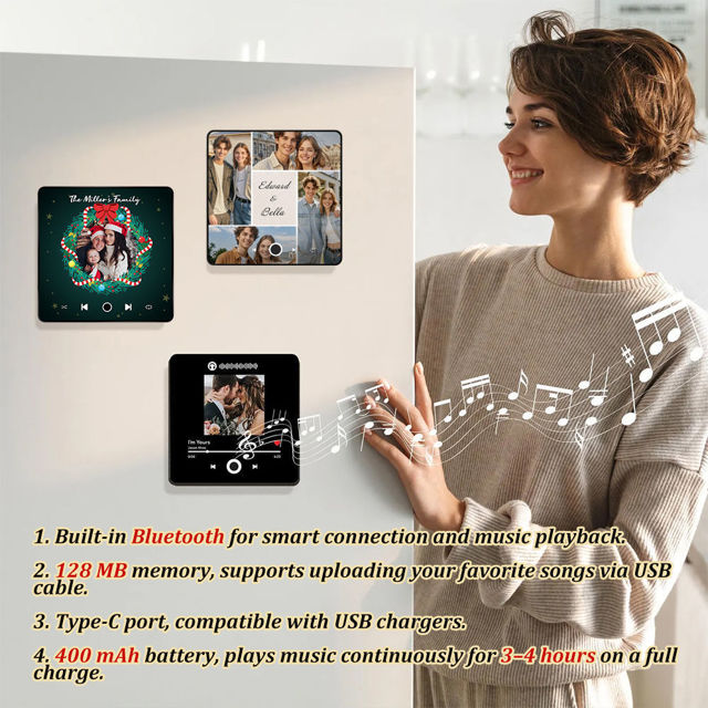 Picture of Custom Christmas Music Photo Fridge Magnet - Spotify Plaque Magnet - Music Fridge Magnet - Bluetooth Supported