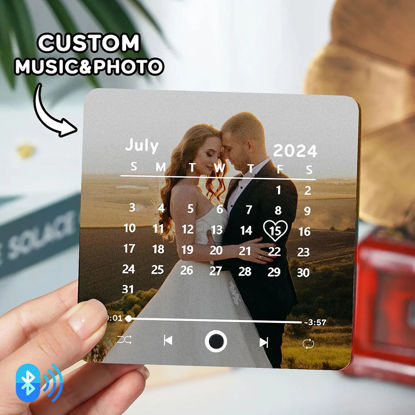 Picture of Customized Music Fridge Magnet - Personalised Spotify Plaque Magnet with Photo - Music Fridge Magnet with Calendar