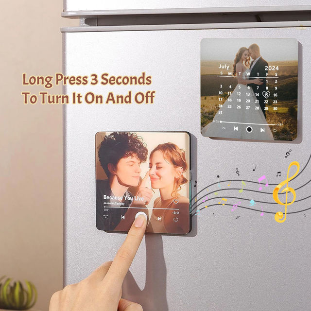 Picture of Customized Music Fridge Magnet - Personalised Spotify Plaque Magnet with Photo - Music Fridge Magnet with Calendar