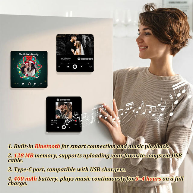 Picture of Valentine's day Custom Fridge Magnet with Photo - Personalised Spotify Plaque Magnet - Fridge Magnet with Calendar