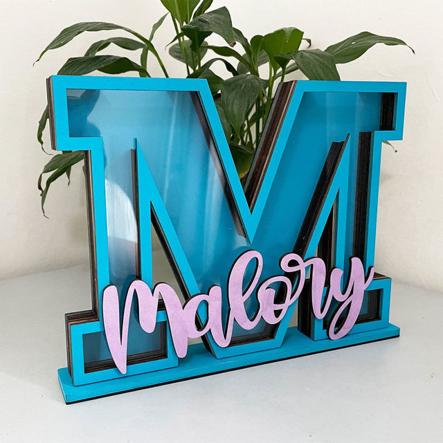 Picture of Personalized Colorful Wooden Letter Piggy Bank - Custom Name Coin Bank for Kids & Adults - Decorative Alphabet Money Box Gift