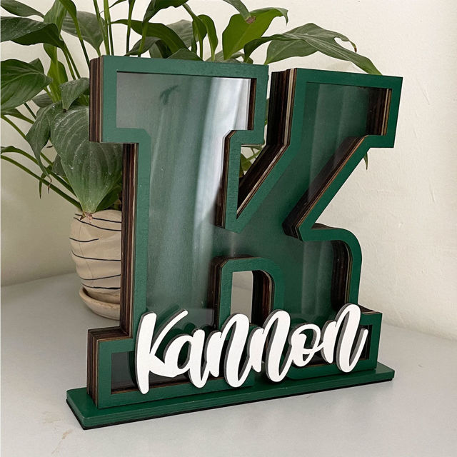 Picture of Personalized Colorful Wooden Letter Piggy Bank - Custom Name Coin Bank for Kids & Adults - Decorative Alphabet Money Box Gift