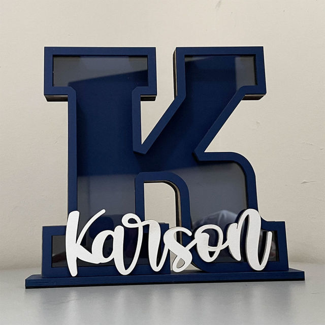 Picture of Personalized Colorful Wooden Letter Piggy Bank - Custom Name Coin Bank for Kids & Adults - Decorative Alphabet Money Box Gift