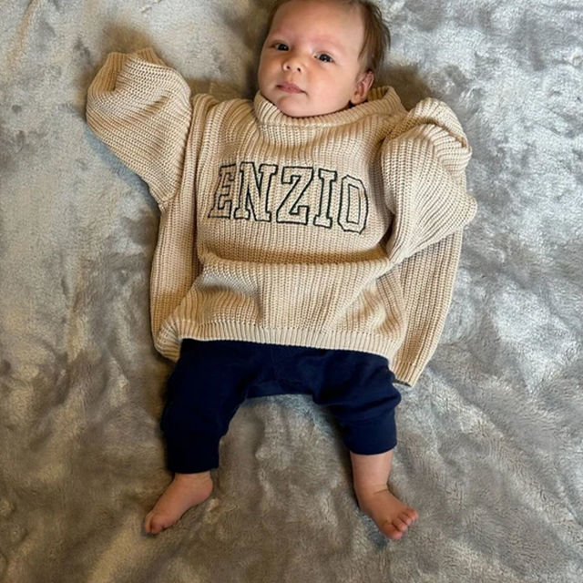 Picture of Personalized Embroidered Name Sweater for Kids - Custom Knitted Embroidery Sweater for Toddlers & Baby