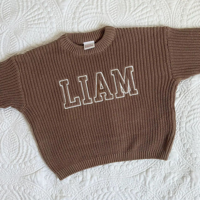 Picture of Personalized Embroidered Name Sweater for Kids - Custom Knitted Embroidery Sweater for Toddlers & Baby