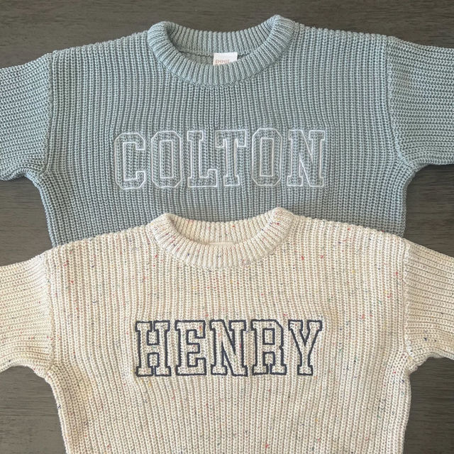 Picture of Personalized Embroidered Name Sweater for Kids - Custom Knitted Embroidery Sweater for Toddlers & Baby