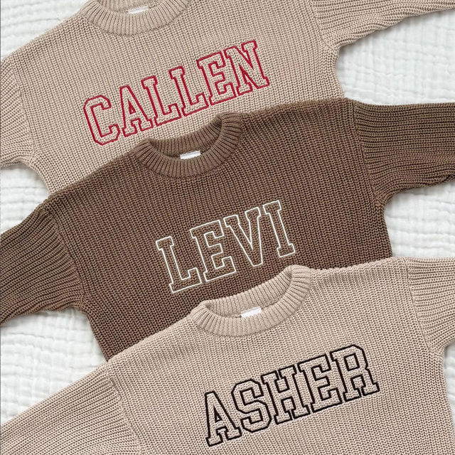 Picture of Personalized Embroidered Name Sweater for Kids - Custom Knitted Embroidery Sweater for Toddlers & Baby