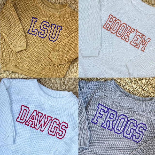 Picture of Personalized Embroidered Name Sweater for Kids - Custom Knitted Embroidery Sweater for Toddlers & Baby