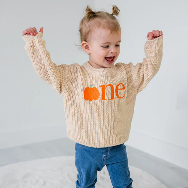 Picture of Personalized Embroidered First Birthday Sweater - Custom Embroidery Sweaters for Kids