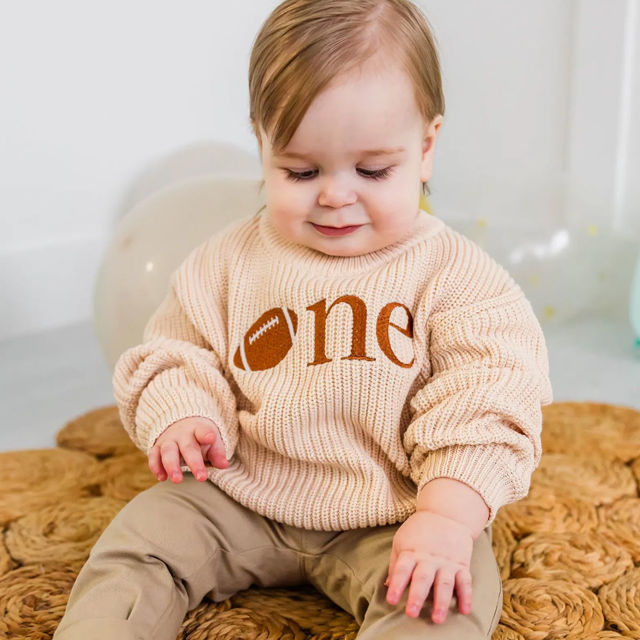 Picture of Personalized Embroidered First Birthday Sweater - Custom Embroidery Sweaters for Kids