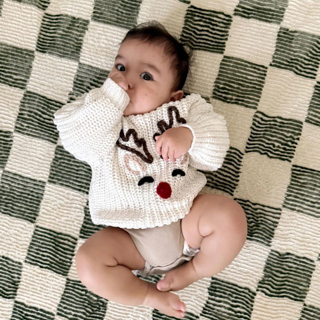 Picture of Personalized Embroidered Christmas Elk Sweater for Kids - Custom Knitted Embroidery Sweater for Toddlers & Baby