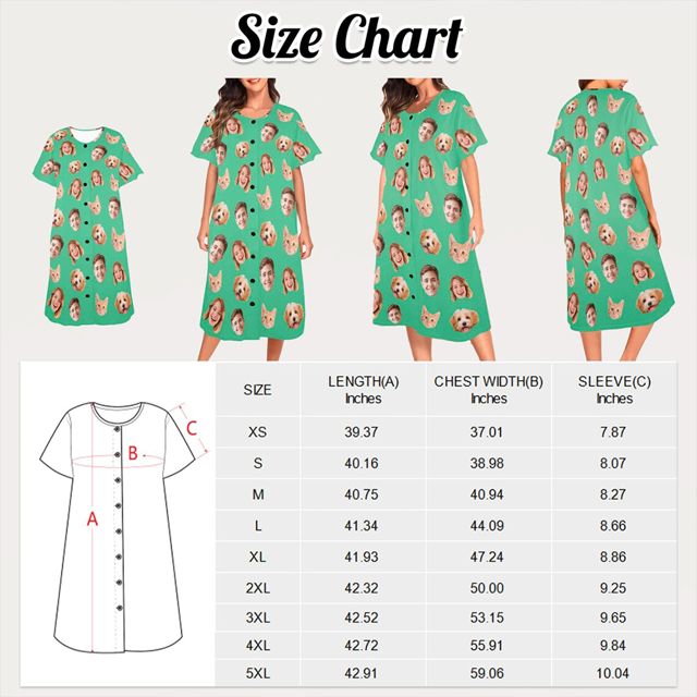 Picture of Personalized Pajamas - Custom Photo Nightdress – Personalized Face Sleepwear