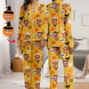 Picture of Personalized Pajamas - Halloween Theme Custom Pajamas - Personalized Face Long Sleeve Pajama Set - Yellow Pumpkin Ghost Theme