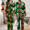 Picture of Personalized Pajamas - Halloween Theme Custom Pajamas - Personalized Face Long Sleeve Pajama Set - Green Pumpkin Ghost Theme