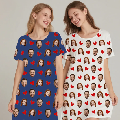 Picture of Personalized Photo Nightdress – Personalized Face Sleepwear - Heart Nightdress