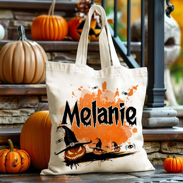 Picture of Custom Halloween Trick or Treat Bag | Personalised Canvas Bag for Halloween for Kid