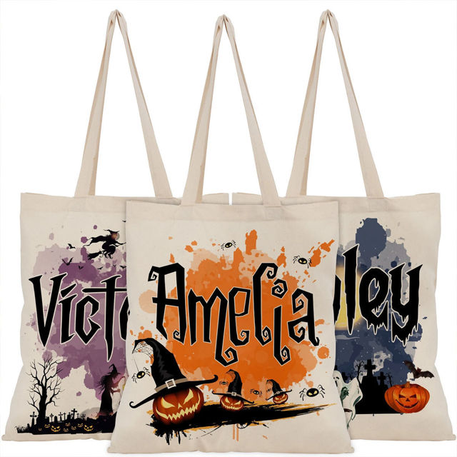 Picture of Custom Halloween Trick or Treat Bag | Personalised Canvas Bag for Halloween for Kid
