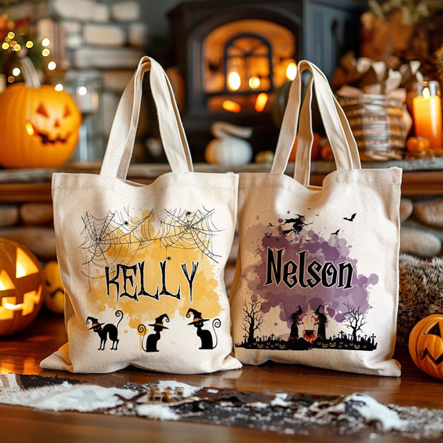 Picture of Custom Halloween Trick or Treat Bag | Personalised Canvas Bag for Halloween for Kid