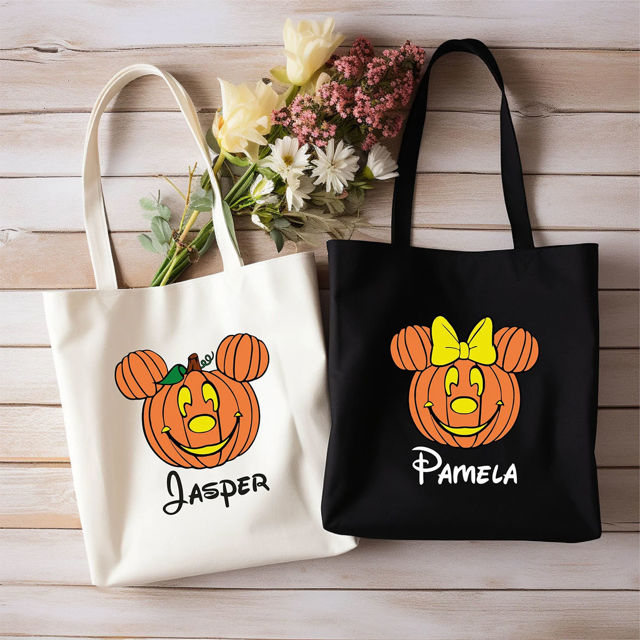 Picture of Custom Halloween Trick or Treat Bag | Personalised Halloween Canvas Bag with Name